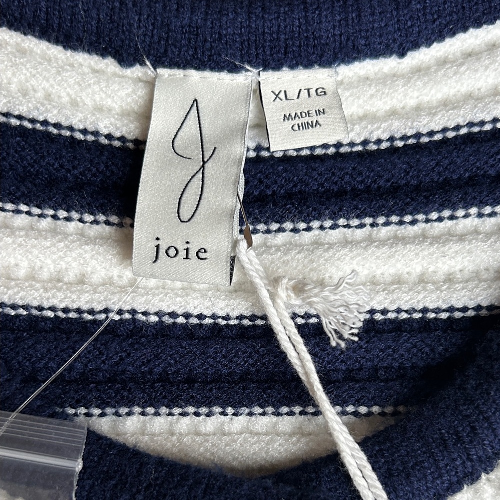 Joie Navy and White Striped Knit Button Front Vest - Picture 4 of 8